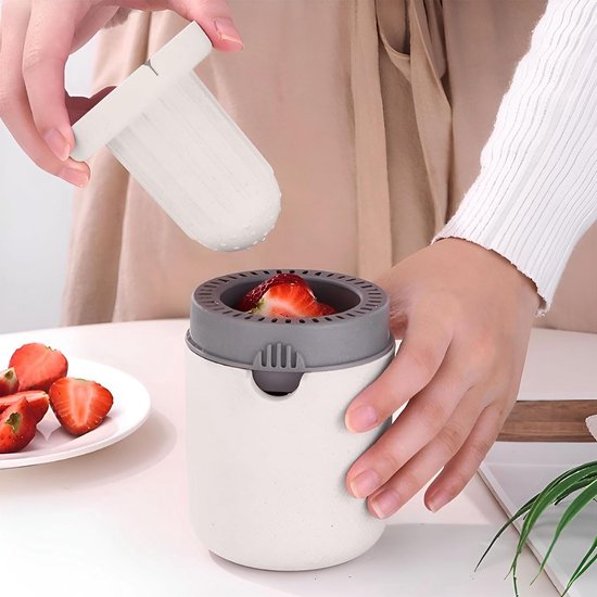 Citroenpers, sinaasappelpers, handmatige sapcentrifuge, sapcentrifuge handmatig, met twee persmogelijkheden, handmatige citroenpers, citroenpers met beker, voor diverse soorten fruit (wit)