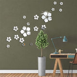 Muurtattoo, 3D-bloemen, muurstickers, spiegelstickers, wanddecoratie, voor woonkamer, kinderkamer, badkamer, koelkast, 18 stuks (A)