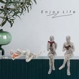 Figuur decoratie voor plank, 11 x 8 x 8 cm, kleine lezende vrouwen, gevormd sculptuur, gepersonaliseerd, handbeschilderd, lezen, schurk, desktop, boeken, rek, handwerk, standbeeld