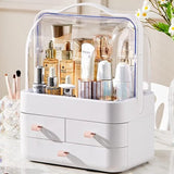 Make-up organizer, 180 graden draaibaar, met deksel, stofdicht, cosmetica-organizer, cosmetica-opbergdoos voor dressoir, badkamer, slaapkamer, cadeau