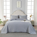 , sprei voor op de bank, sprei voor op het bed, 180 x 220 cm, grijs, gemaakt van microvezel, inclusief een set met 1 kussensloop van 50 x 75 cm, gestikt dekbed met 3D-ultrasjaal, beddensprei.