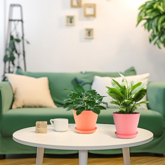 16 stuks 10 cm plantenpotten plantenpotten kweek bloempot kunststof klein met pallets kweekpotten kunststof potten planten rond voor zaden sappige bloemen voor thuis kantoor decoratie 8