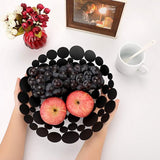 Ronde zwarte fruitschaal van ijzer, moderne fruitmand, broodmand, decoratieve schaal, opslag voor brood, groenten, in keuken, woonkamer, eettafel, diameter 30 cm