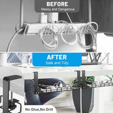 Kabelgoot bureau zonder boren - set van 2 kabelmanagement bureau van staal - incl. accessoires - kabelmand klembaar ondertafel - bureau organizer voor kantoor / thuis - zwart