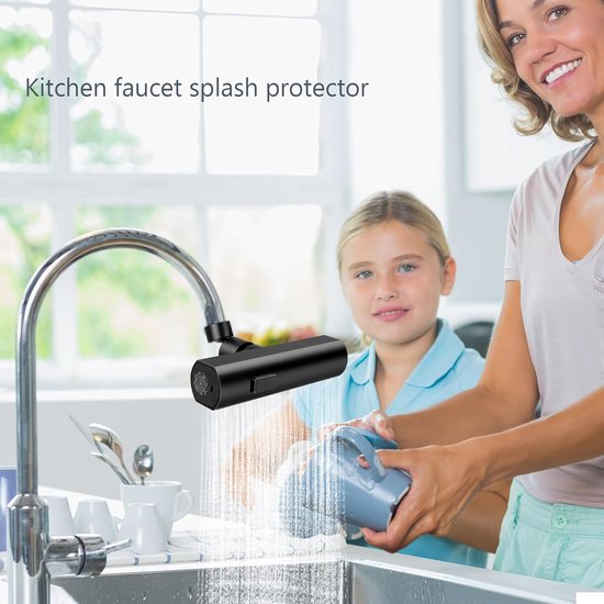 Nieuwe waterval-keukenkraan, 3-in-1 360° rotatie waterval kraan keuken waterval kraan 3-functie gootsteen sproeikop spoelbakarmatuur waterbesparende kraan voor keuken gootsteen (zwart)