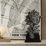 Leeuwenkop beeldje, hars leeuw standbeeld, dierenkop standbeeld, bureaukast, beeldje, ambachten, ornamenten voor thuis, kantoor, decoratie, cadeau