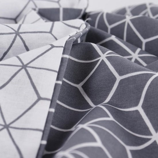beddengoed 240x220 3-delig grijs - Oeko-TEX 80% katoen & 20% polyester, 1x dekbedovertrek met rits + 2x kussensloop 65x65 met envelopsluiting, puzzelmodel
