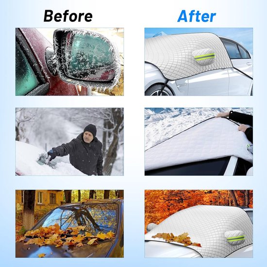 Windscreen Cover, Frost Protection Car Windscreen Winter, Sun Protection Car Windscreen Cover, Foldable Against Sun, Dust, Snow, Ice, Frost (232 x 142 cm)