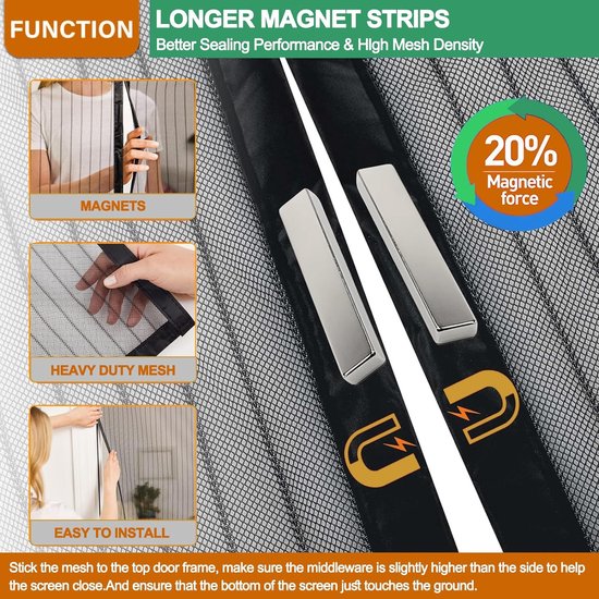 Balkondeur, vliegenhor, 80 x 200 cm, magnetische insectenwerende balkondeur, zonder boren, verdikt vliegengordijn, insectenwerende deur, voor balkondeur, woonkamer, kelderdeur en terrasdeur