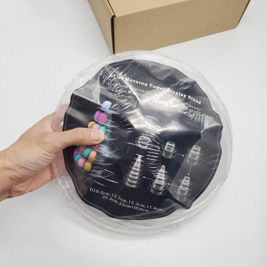 macaron tower 6 verdiepingen transparante cake stand plastic macaron display stand voor bruiloft verjaardag partij dessert gebak Cake plaat