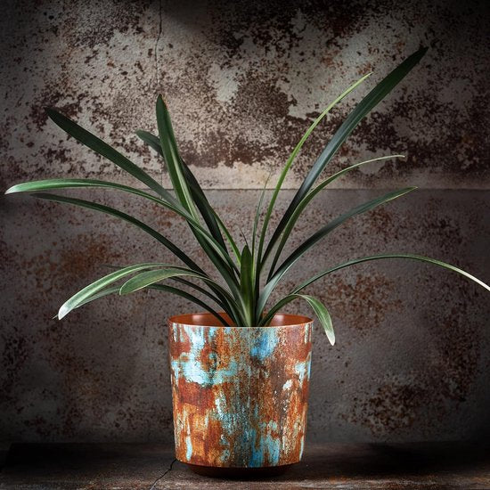 Bloempot, plantenpot van kunststof - decoratieve pot voor planten, UV-bestendige bloempot - diameter 19,5 cm - Roestbruin I