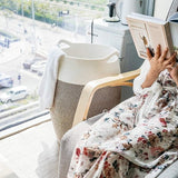 wasmand grote opbergmand van gevlochten katoenen touw voor vuile kleren in de wasruimte 65 cm hoog, wit en bruin