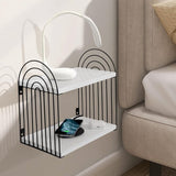 Wandplank, wit, hout, zwart, metaal, nachtkastje, 2 niveaus, zwevende plank, muur, modern, slaapkamer, badkamer, woonkamer, keuken