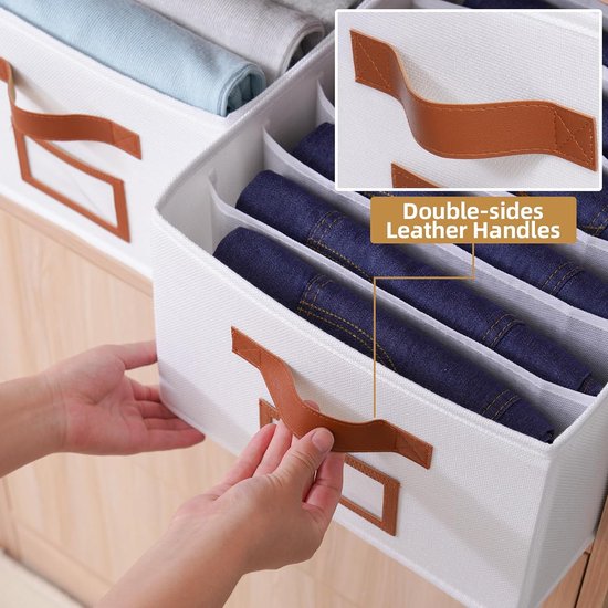 3 stuks lade-opbergsysteem, kledingkast, organizer, opvouwbare opbergdozen, stof kledingopslag en organisatie met vakken, voor broeken, overhemden, truien, wit