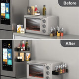 Set van 2 kruidenrek, magnetisch koelkastrek, zonder boren, lichtgewicht magnetische kruidenorganizer en -opslag, zwart