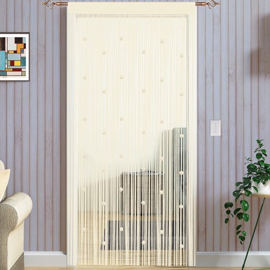 Parelgordijn voor deuren, vliegengordijn, insectenbescherming, balkondeur, deurgordijn, vliegengordijn, terras, deurgordijnen, terrasdeur, vliegendeurgordijn, decoratief gordijn, draadgordijn, 90 x