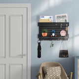 Sleutelrek met plank, wandsleutelhouder met 4 dubbele sleutelhaken, houten rek, sleutelorganisatie, postorganisatie, rustieke wooncultuur voor de entree