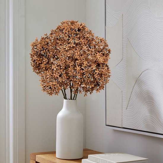 70 cm set van 3 kunstbloemen net als echte kunstkroonbloemen, Calotropis, Gigantea, lila sluierkruid, herfstkunstbloemen, decoratieve gypsophila voor bruiloft, feest, herfstdecoratie