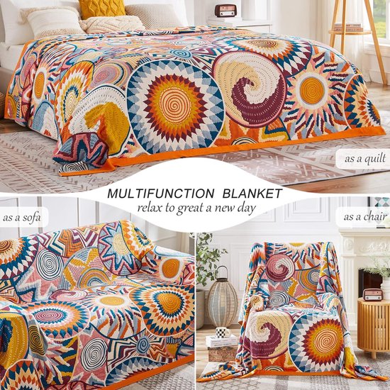 Deken,Katoenen gaasdoek: de boho-deken voelt zacht aan en is goed ademend