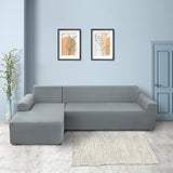 Bankhoes Hoekbank L-vorm Bankspreien Stretch bankhoes L-vorm rechts of links met twee kussenhoezen Wasbaar Universele bankhoes L-vorm Bankhoes L-vorm (2-zits + 2-zits, lichtgrijs)