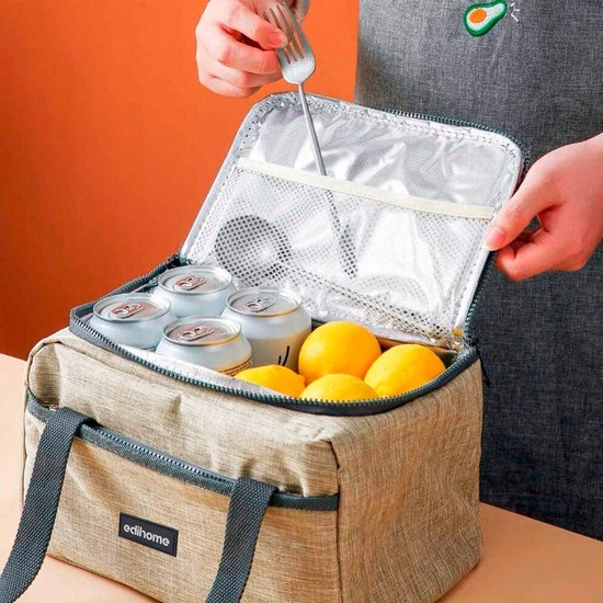 grote picknicktas, opvouwbare lunchtas, lunchtas, thermotas, isolatietas met spoorstangen en wielen, voor campingtas, picknick, outdoor, reizen, winkelen, auto, zwart