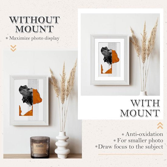 Fotolijst, houten lijst met glasplaat, set van 5 stuks