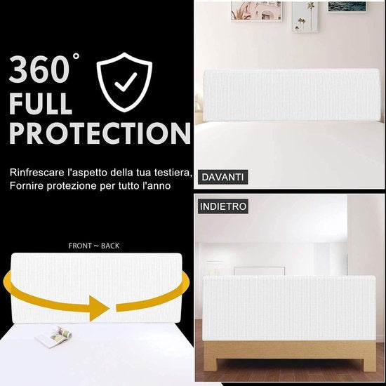 Beschermhoes voor het hoofdbord van het bed, rekbaar, 180-190 cm, stofdicht, verdikt, wit