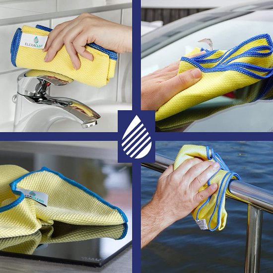 Raamdoek streepvrij, premium microvezel glasdoek (3 stuks, 60 x 40 cm), glazen poetsdoeken voor binnen en buiten