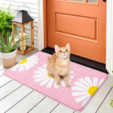 Badkamertapijt antislip wasbaar 45 x 65 cm badmat absorberende badmat sneldrogend badmat zacht microvezel met madeliefjespatroon roze