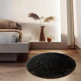 Ronde tapijten, rond, 120 cm, zacht, groot, antislip, wasbaar tapijt, woonkamer, hoogpolig tapijt, shaggy modern hoogpolig tapijt, slaapkamer gezellig bedtapijt, thuis, zwart, wasbaar