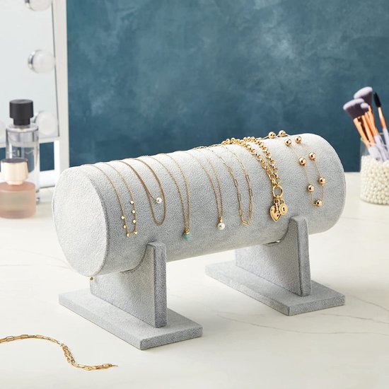 Voor armbanden, kettingen - Voor thuisorganisatie, juwelier, presentatie - Grijs, 31 x 16,5 x 17 cm