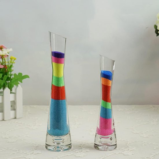 20 cm kleine bloemenvaas, hoge dunne glazen vazen met smalle hals, heldere mini-mond vazen met enkele steel voor decoratieve huisdecoratie, woonkamer, kantoor centerpieces, transparant.