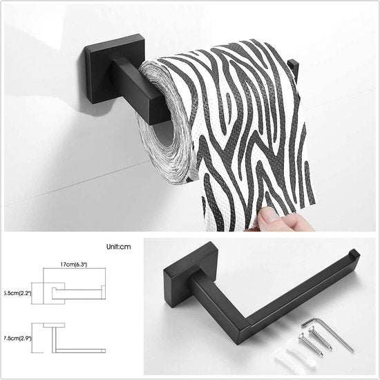 Matzwarte badkameraccessoires 4-delige badkameraccessoires handdoekenrek accessoireset SUS 304 roestvrij staal