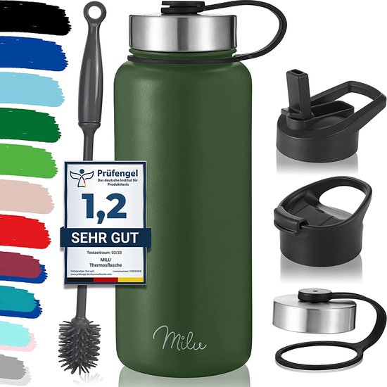 Roestvrijstalen drinkfles, 500 ml, 750 ml, 1000 ml, thermosfles met ri ...
