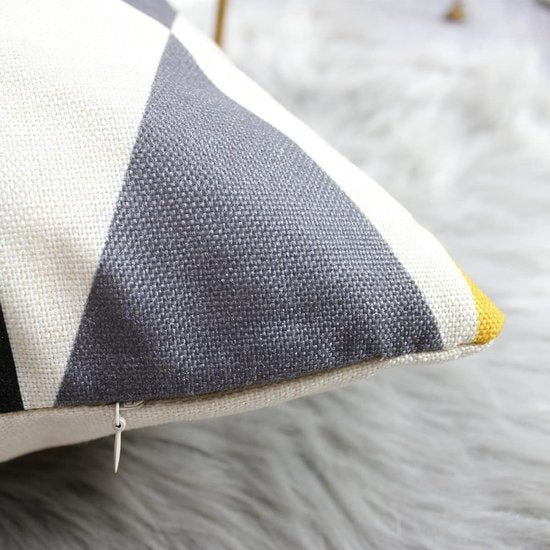 Set van 4 decoratieve kussenhoezen met geometrische print, vierkante kussenhoezen voor buitengebruik, terras, tuinbank, woonkamer, bankdecoratie, 40 x 40 cm, geel