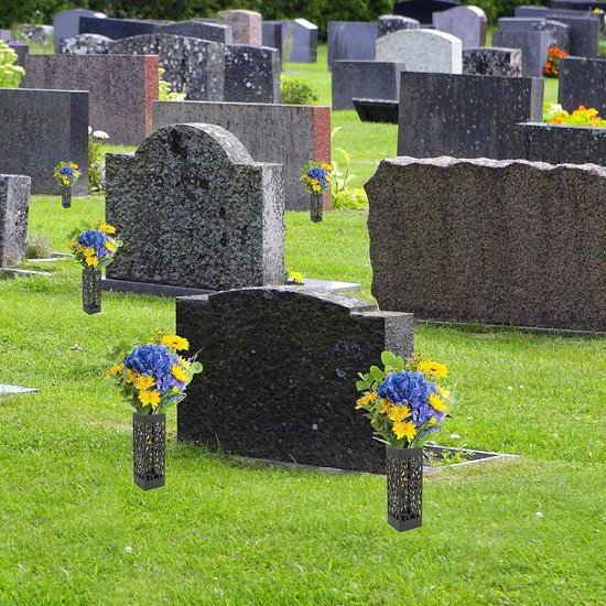 4X grafvaas met grondpin, grafbloemenhouder, begraafplaatsvaas voor het decoreren van begraafplaatsen en tuinen, plastic begraafplaatsvaas