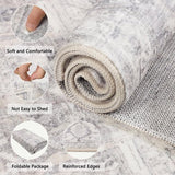 Vintage runnertapijten met rubberen rug, 65 x 180 cm, distressed gangtapijten, niet-morsend, Perzische vloer, tapijt, loper voor keuken, hal, badkamer, slaapkamer