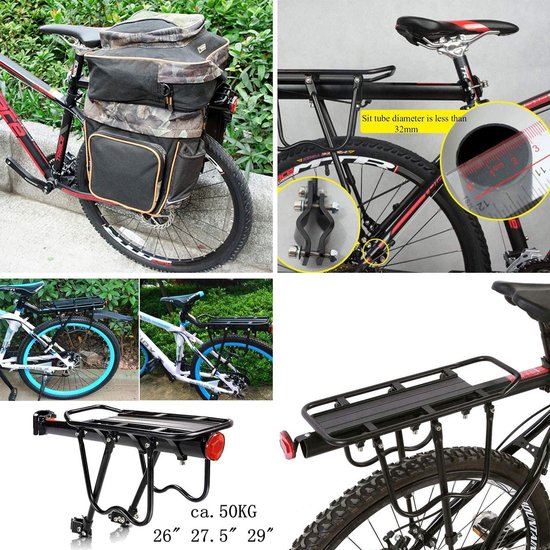 Malayas Bagagedrager Fiets Zadelpen Bagagedrager MTB Aluminium Verstelbare Bagagedrager Bagagedrager Mountainbike met Reflector