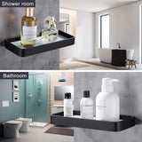 Douchemand zonder boren doucheplank zelfklevende douchebak met roestvrij organizer opslag geen schade gehard glas ruimte aluminium badkameraccessoires 25 cm zwart