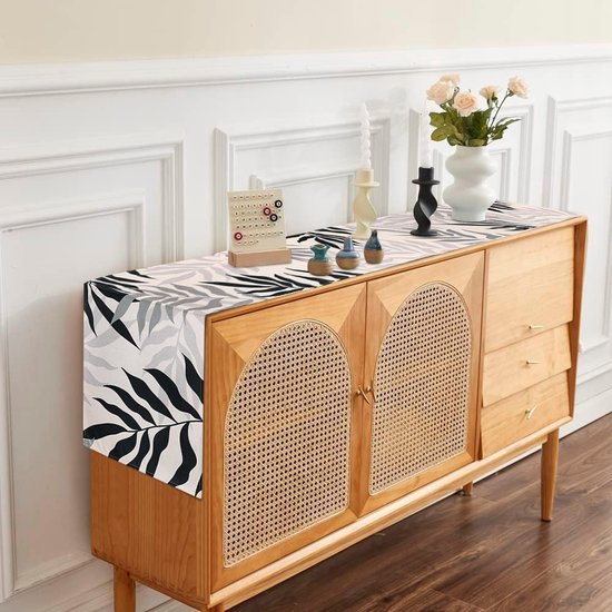 Table Runner Grey Modern Table Runner Colourful Table Runner Black Leaves Polyester Black Table Runner Washable Table Runner Small for Indoor and Outdoor Dining Room Party Holiday 40 x 140 cm