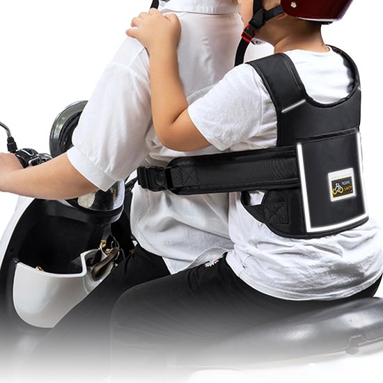 kindermotorveiligheidsgordel, motorfiets kindergordel, veiligheidsgordel voor kindermotoren, verstelbaar kindermotorharnas met reflecterende strips