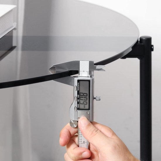 Ronde glazen salontafel: Minimalistische gehard glazen bijzettafel - Moderne bijzettafel voor thuis, woonkamer, terras, tuin - 50 cm x 50 cm x 50 cm grijs