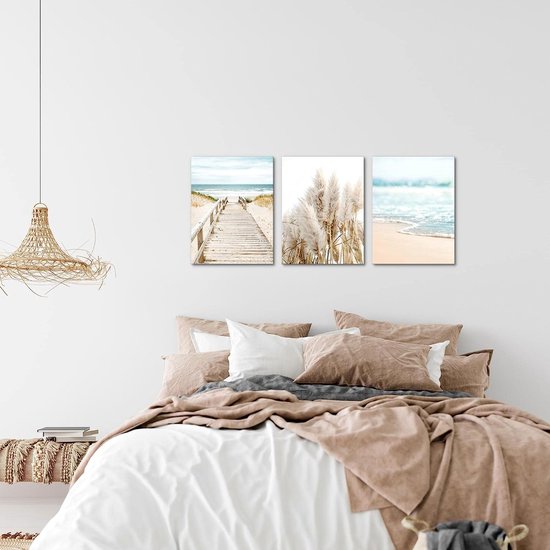 Zee - 90 x 40 cm - Meteen ophangen - muurdecoratie - wanddecoratie - muurdecoratie woonkamer - wanddecoratie woonkamer - muurdecoratie canvas - canvas schilderijen woonkamer - canvas schilderijen slaapkamer - muurdecoratie