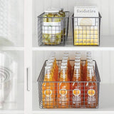 mDesign Alles-in-één Metalen Draadmand - De Flexibele Opbergmand voor Keuken, Voorraadkast, enz. - Universele Draadmand met Handvatten - Donkergrijs