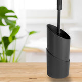 Toiletborstel, toiletborstel, wc-borstel, zwart, met 2 reserveborstels, toiletborstel met randreiniger, wc-borstelset van kunststof