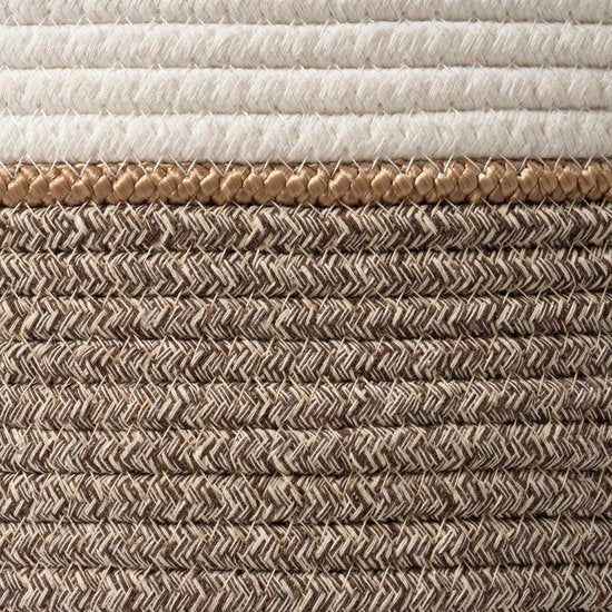 Gevlochten mand, katoenen touw, opbergmanden, grote katoenen mand, wasmand voor deken, kinderspeelgoed, S-wasmand voor kinderkamer, 58 liter, mokka