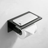 Toiletpapierhouder zoned bores, met legplank SUS304, roestvrij staal, papierhouder, wc rolhouder, wandmontage, papierhouder voor keuken en badkamer, Zwart