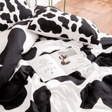 3-delig koeienbeddengoed, 135 x 200 cm met koeienvlekken, hoogwaardig 100% microvezel, dekbedovertrek met 2 kussenslopen van 80 x 80 cm, superzacht cow print, dekbedovertrek met ritssluiting