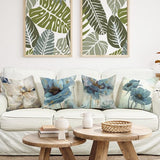 Bloemen Kussenhoes, 50 x 50 cm, set van 4 outdoor kussens, sierkussens, linnen, kussenhoezen, moderne abstracte bloemen kussenhoezen voor bank, woonkamer, sierkussen