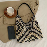 Strotas strandtassen voor dames, boho stro-schoudertassen, stro handtas dames basttas zomer mandtassen stro mesh tas voor strand zwembad beroep